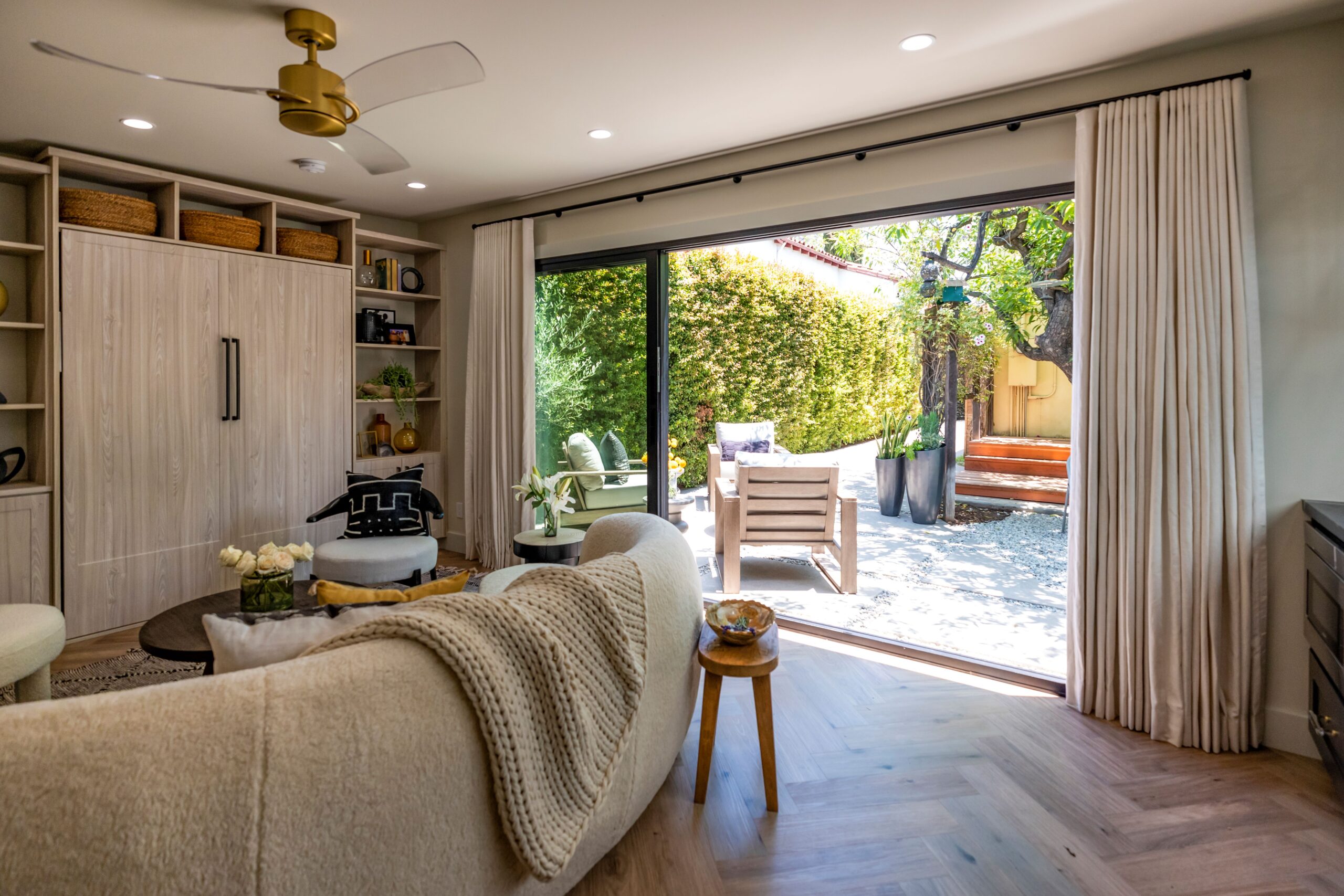 Interior sliding doors made by All Weather Architectural Aluminum for celebrity Cheryl Hines.