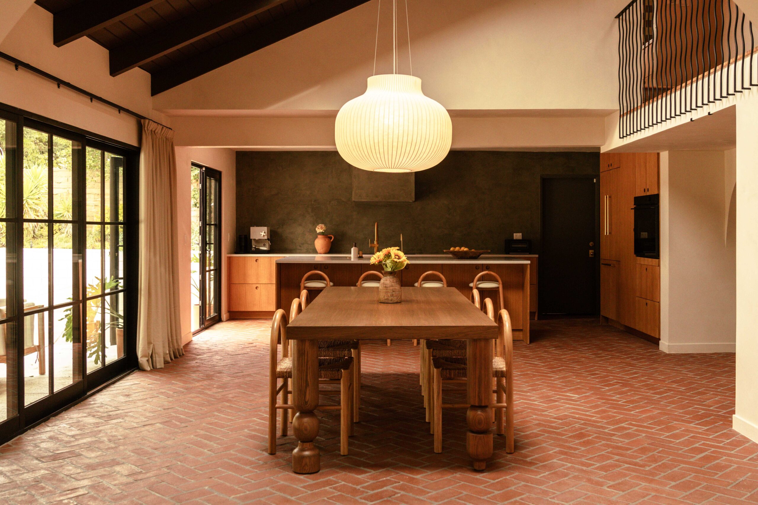 The interior of the kitchen at Hacienda Granada with aluminum doors from All Weather.