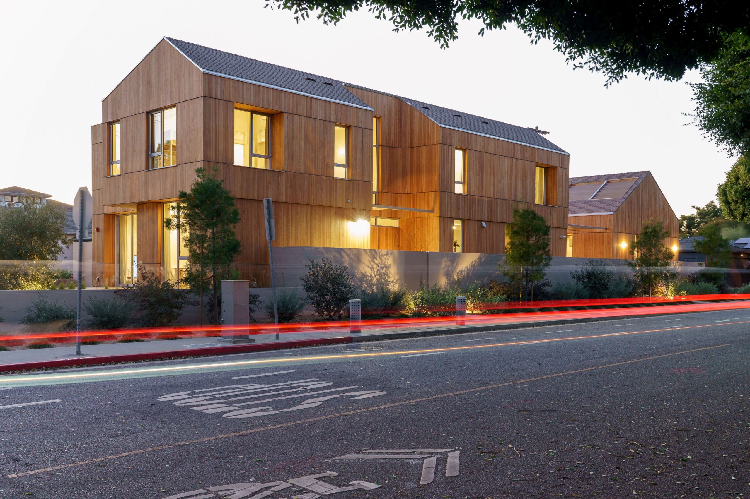 Exterior view of the Santa Monica Modern home, showcasing its clean lines and contemporary design.